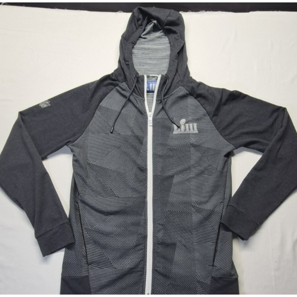 NFL Super Bowl‎ Vlll two toned gray full zip hoodie jacket geometric design  XS